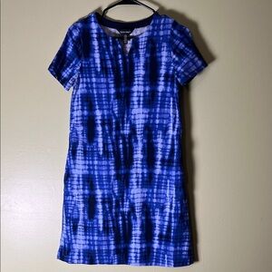 Ellen Tracy Vibrant Blue tie-dye Patterned Mini Dress